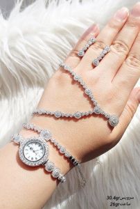 ست سرویس و ساعت جواهری نقره ۹۲۵ عیار  | JCHK-6510