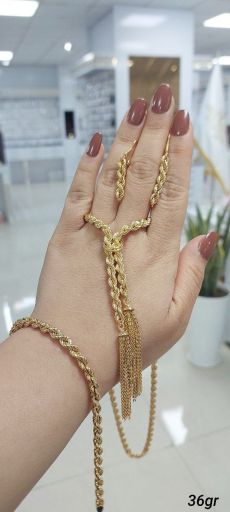سرویس طنابی طرح کراواتی نقره ۹۲۵ عیار مشابه طلا | JCHK-6666