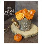 گلدان شمع پاییزی چوبی  | JCHK-11466