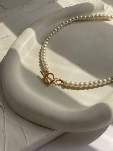 گردنبند مروارید قفل تی  | JCHK-12035