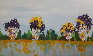  تابلوی اورجینال گلدانهای گل کلاژ و اکریلیک | JCHK-12106