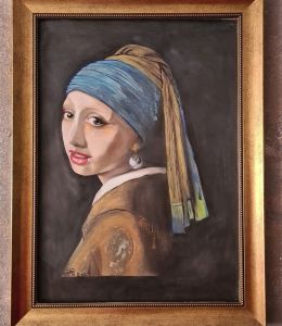 تابلو نقاشی دختری با گوشواره مروارید | JCHK-15839