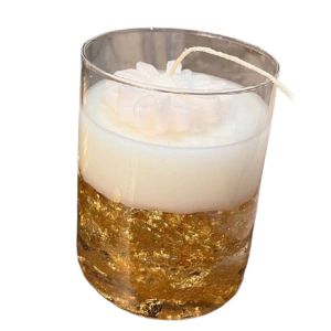 شمع لیوانی ورق طلا گل مارگریت  | JCHK-12553