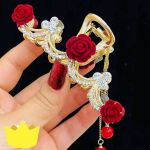 کلیپس فلزی گل رز مخمل  | JCHK-12629