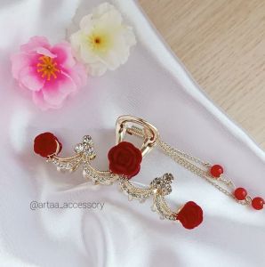 کلیپس فلزی گل رز مخمل  | JCHK-12629