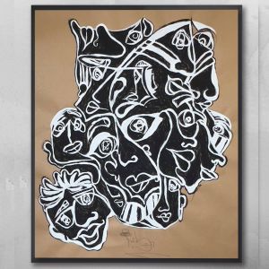 تابلو دیواری نقاشی سیاه سفید | JCHK-12800