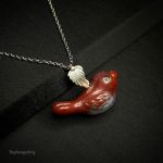 سنگ عقیق سرخ با طرح گنجشک | JCHK-13130