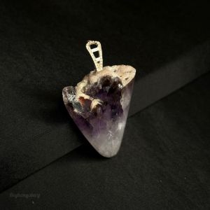 گردنبند آمیتیست اصل با حلقه اویز نقره | JCHK-13131