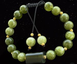 دستبند بشم طبیعی ، همراه گوی های نقره ،  روکش طلا | JCHK-13431