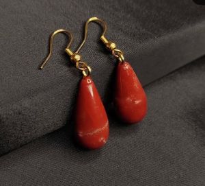 گوشواره عقیق سرخ ، طرح اشک | JCHK-13432