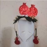 تل و گوشواره یلدایی با چرم اکلیلی | JCHK-1386