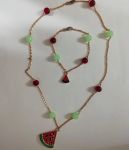 دستبند و گردنبند هندونه یلدایی استیل | JCHK-2162