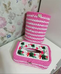 ست جا دستمال کاغذی و سطل | JCHK-4815