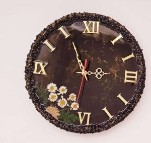 ساعت مشکی گل بابونه ای  رزینی  | JCHK-13475
