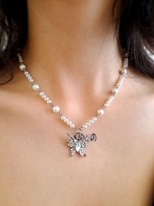 گردنبند مرواریدی پروانه | JCHK-13766