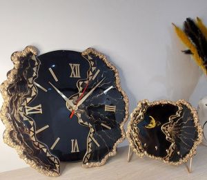 ساعت دیواری رزینی دفرمه مشکی ۴۰ سانت | JCHK-13529