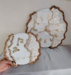 ساعت دیواری رزینی دفرمه سفید ۴۵ سانت  | JCHK-13530