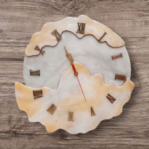 ساعت دیواری با تم‌ سفید طلایی | JCHK-13593