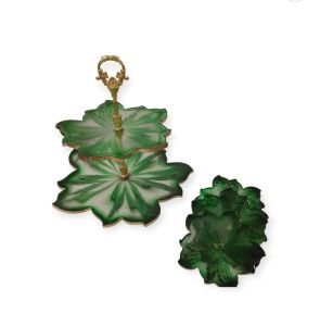 شیرینی خوری دوطبقه رزینی همراه ۶عدد زیر لیوانی | JCHK-13598