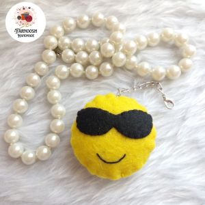 آویز کیف نمدی طرح ایموجی عینک آفتابی  | JCHK-13930