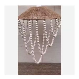 لوستر مکرومه زیبا با اویز چوبی | JCHK-13980