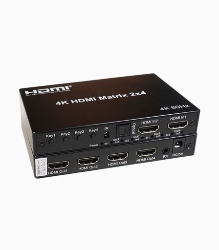 ماتریکس HDMI 2×4 کی نت KM24 با ریموت کنترل | JCHK-14325