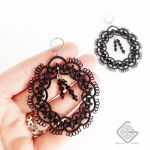 گوشواره گیپور دستباف طرح بیضی آویزدار رنگ مشکی | JCHK-14688