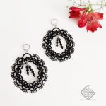 گوشواره گیپور دستباف طرح بیضی آویزدار رنگ مشکی | JCHK-14688