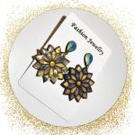 گوشواره دست ساز رزینی طرح سنتی ایرانی  | JCHK-14494