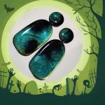 گشواره رزینی دست ساز سبز و مشکی | JCHK-14501