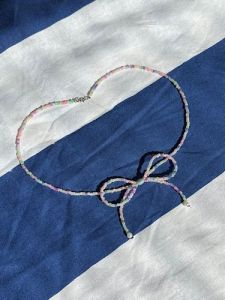 گردنبند پاپیون رنگی با قفل نقره | JCHK-14835