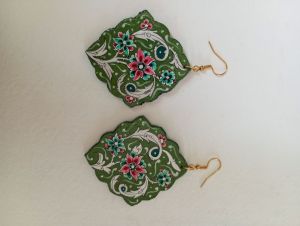 گوشواره ی دستساز پاپیه ماشه با نقاشی ایرانی  تذهیب | JCHK-14852