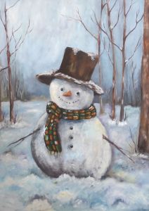 تابلو رنگ روغن آدم برفی | JCHK-14926