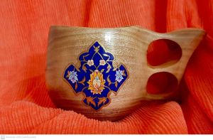 لیوان چوبی تذهیب شده | JCHK-15025