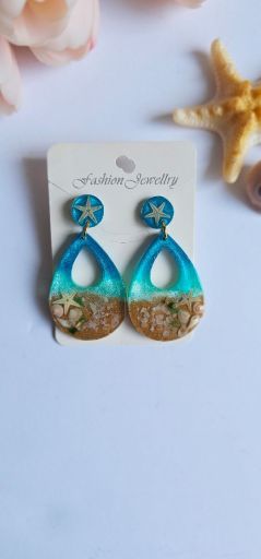 گوشواره رزینی طرح دریا | JCHK-16187