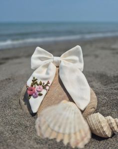 گیره سر پاپیون گلدوزی شده با دست | JCHK-15285