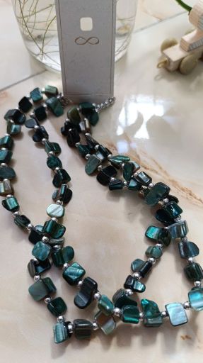 گردنبند صدف سبز دو رشته ای  | JCHK-15461