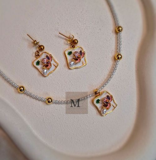 گردنبند و گوشواره میناکاری | JCHK-16003