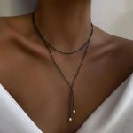 گردنبند منجوق و مهره شبدیس | JCHK-16251