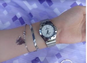 ساعت مچی زنانه اومگا صفحه سفید استیل رنگ ثابت | JCHK-15880