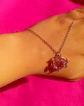 گردنبند قلب صورتی تمام استیل رنگ ثابت | JCHK-15958