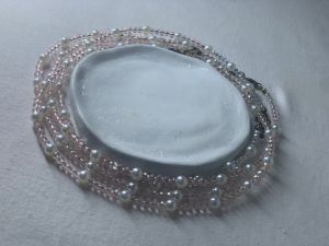 گردنبند شیشه ای صورتی  | JCHK-15899