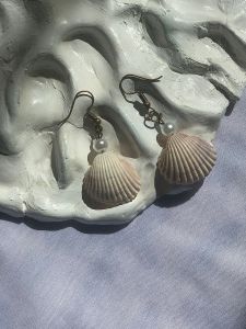 گوشواره صدفی سفید  | JCHK-15902