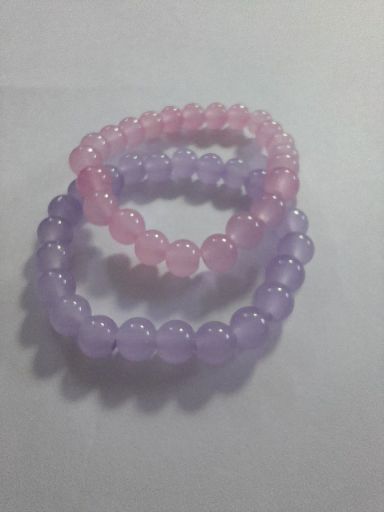 دستبند مهره ای صورتی و بنفش کمرنگ | JCHK-15978