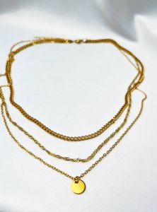 گردنبند سه لاین طلایی زنانه کد ۱۲۵ | JCHK-16068