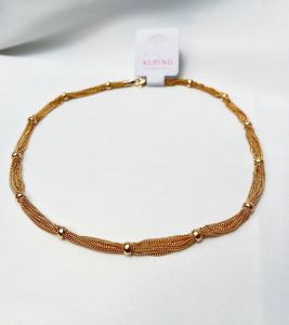 گردنبند سه لاین طلایی زنانه– استیل طلایی با آبکاری ماندگار | JCHK-16094