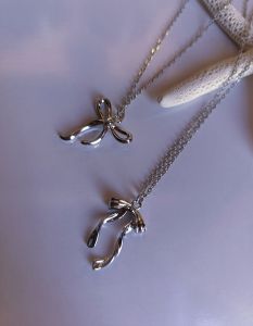 گردنبند و گوشواره پاپیون استیل | JCHK-16196