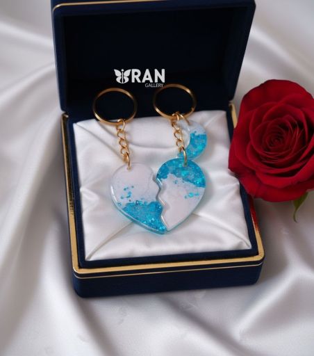 آویز رزینی طرح قلب دوتکه | JCHK-16226