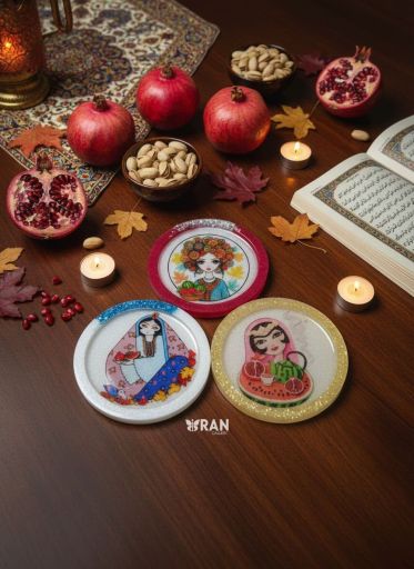 زیرلیوانی لبه دار رزینی طرح یلدا | JCHK-16241