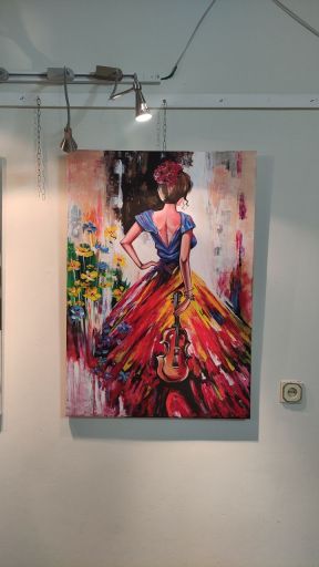 تابلو نقاشی نوازنده ویولن رنگروغن و اکریلیک | JCHK-16279